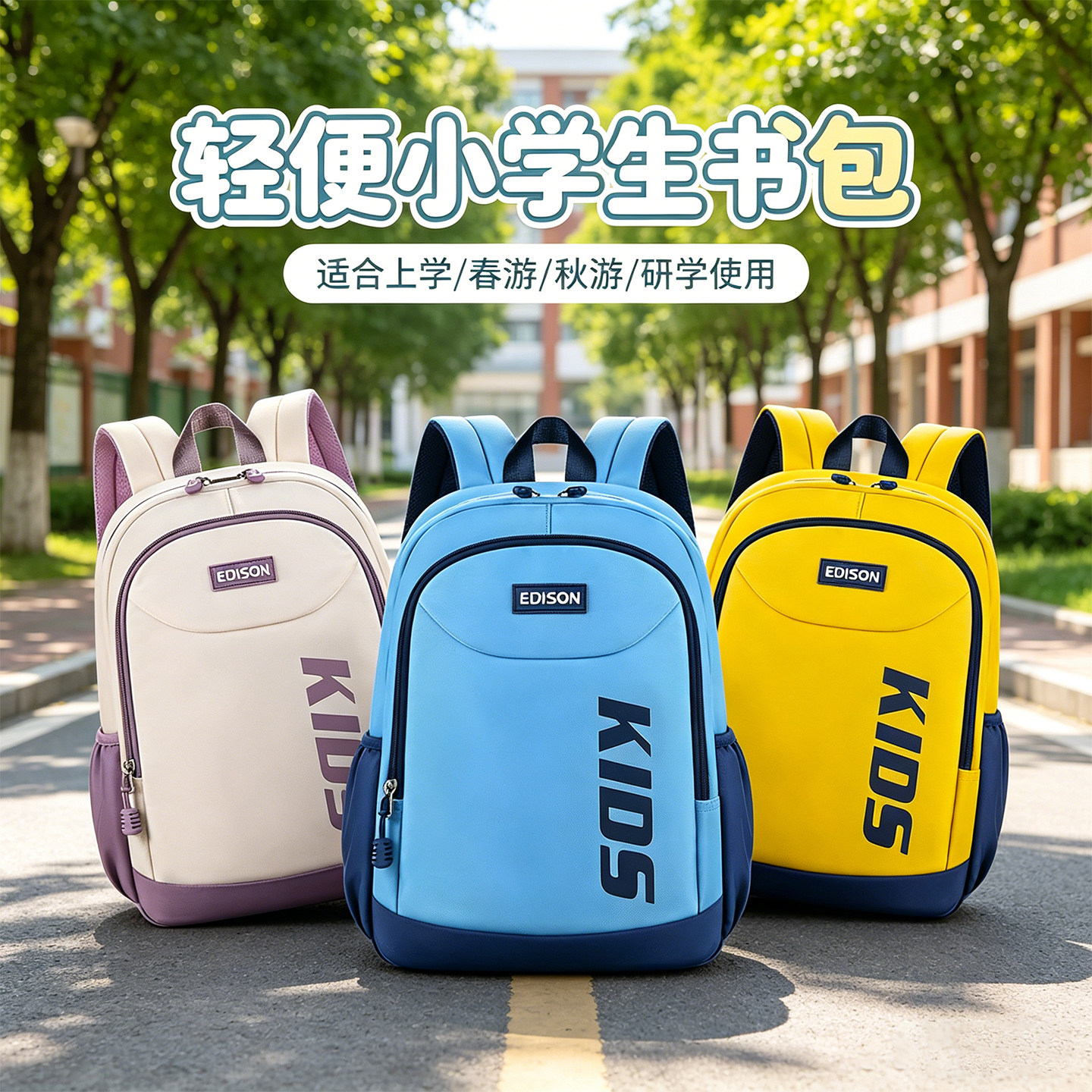 Edison爱迪生小学生书包1-3年级儿童双肩包春秋游研学轻便小背包