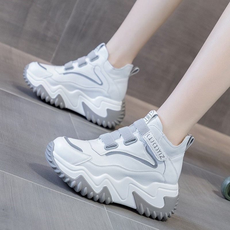 内增高女鞋2023年n夏季厚底网面透气高帮小白鞋夏天松糕底网靴短