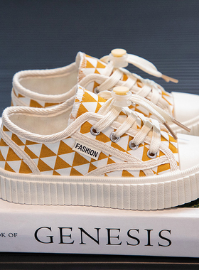 偏小码帆布鞋女313l233小号女鞋子33- 34厚底板鞋小脚女孩布鞋单