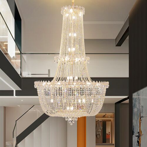 欧式水晶b吊灯客厅灯中空大厅吊灯奢华大气复式楼别墅酒店楼梯灯