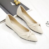 尖头女鞋 单鞋 百搭浅口豆豆K鞋 软底软皮时尚 女平底鞋 2024春秋新款