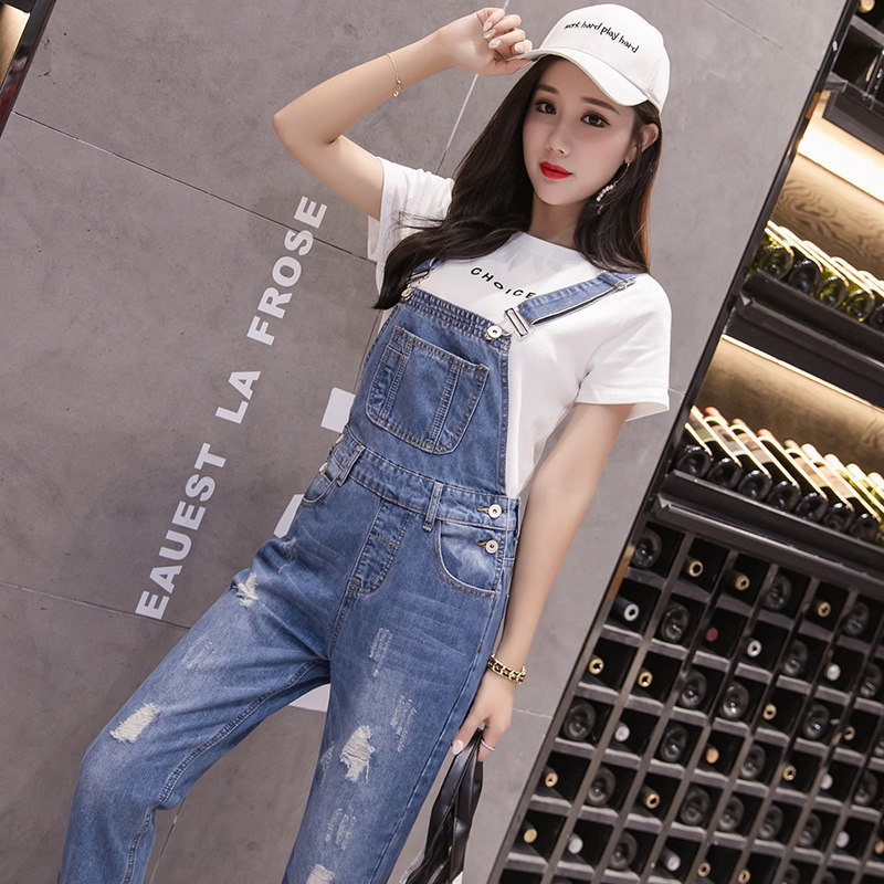 牛仔背带裤女韩版宽松2021新牛仔裤