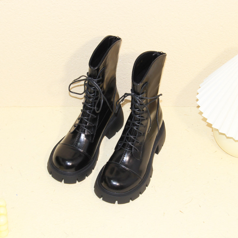 马丁靴内增高靴h子9厘米增高鞋中筒厚底靴小个子显高鞋女高跟短靴