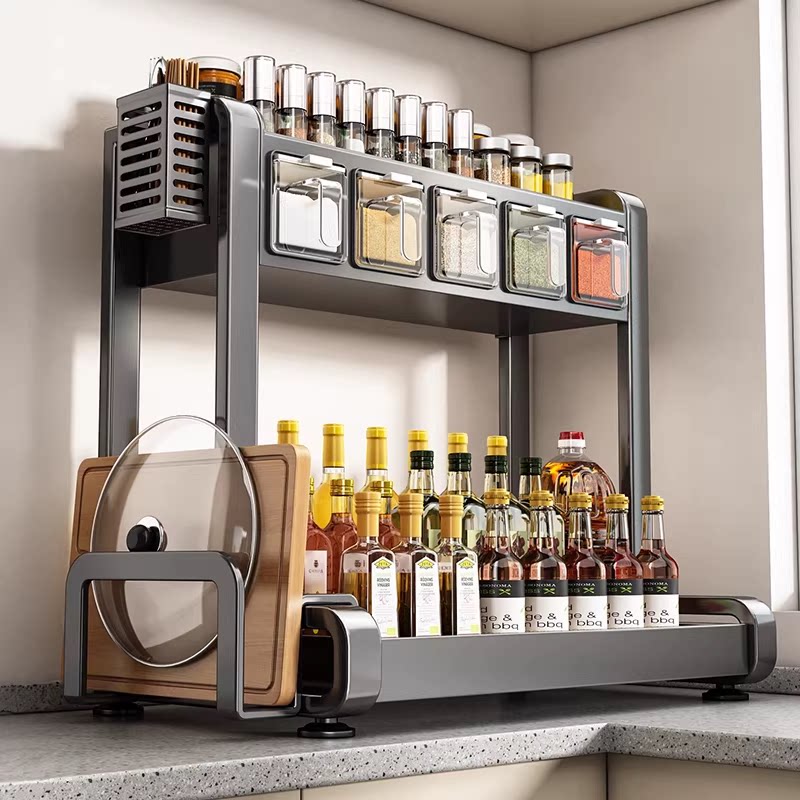 厨房调料品置物架调料盒调味品台面转角一体多功能调味料收纳架子