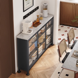 加厚岩板厨房置物架落地多层多功能操作台锅碗收纳储物极窄边柜子