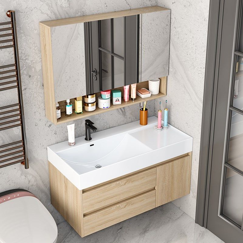 简约浴室柜组合一体陶瓷盆偏左盆洗手洗脸盆洗漱台大水盆智能镜柜,家装主材,浴室柜组合,淘宝优惠券,粉丝福利购,淘宝优惠卷