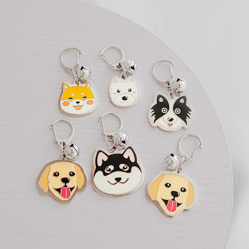 狗牌定制防丢定位二维码激光刻字项圈吊坠宠物防丢牌金属不锈钢