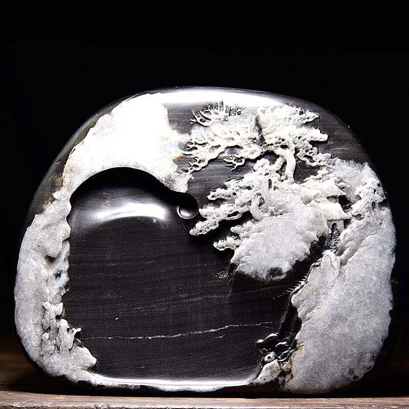 正宗歙砚/一线天/原石老坑龙尾砚手工砚台端L砚文房礼品收藏文房