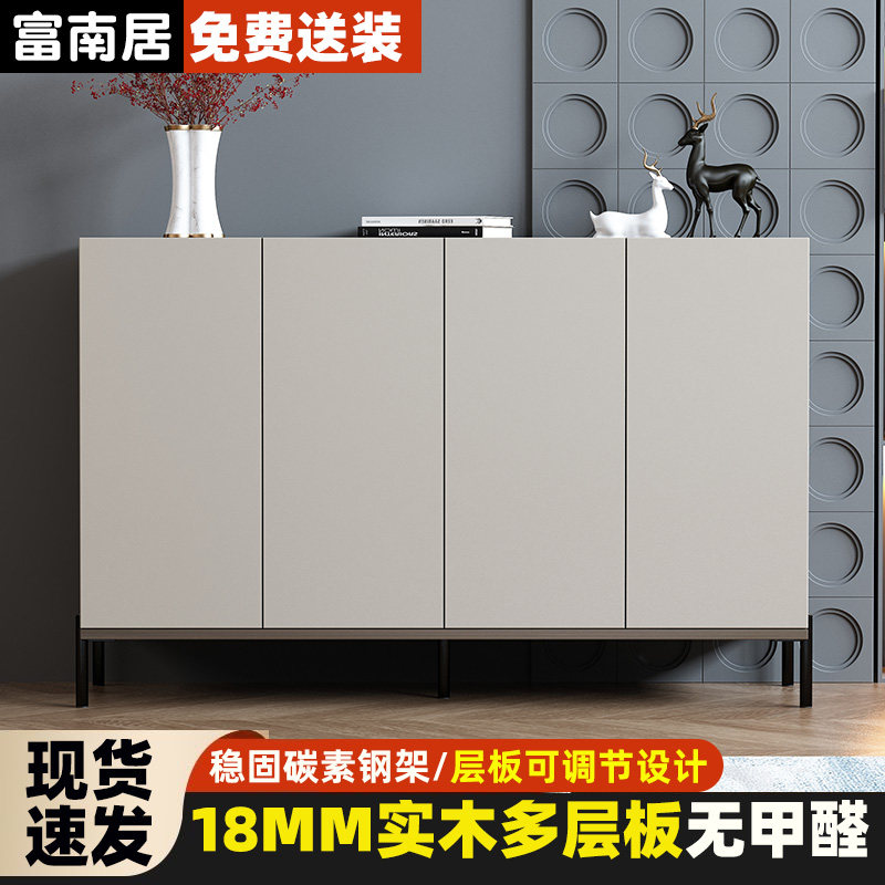 意式轻奢鞋柜储物柜后现代家用极简入户门厅O柜大容量实木靠墙鞋
