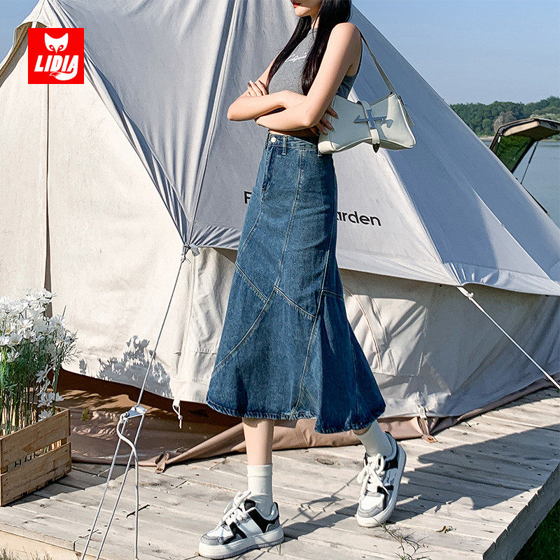 牛仔半身裙女夏季薄款2024新款不规则裙子小个子高级感气质鱼尾裙