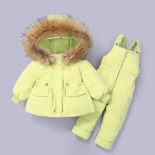 宝宝儿童羽绒服套装女童男童背带裤婴幼儿小童两件套加厚新款外套