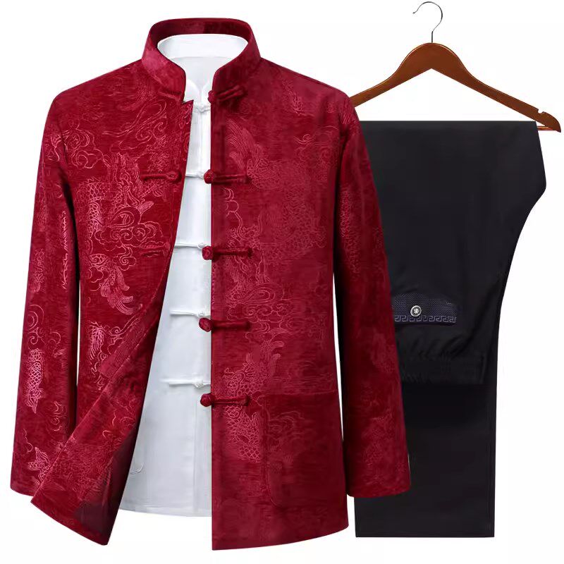 爸爸唐装男套装中老年春秋季中国风老人衣服生日祝寿爷爷长袖外套