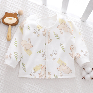 新生婴儿秋衣上衣纯棉a类无骨贴身分体内衣宝宝外出开衫春季内搭