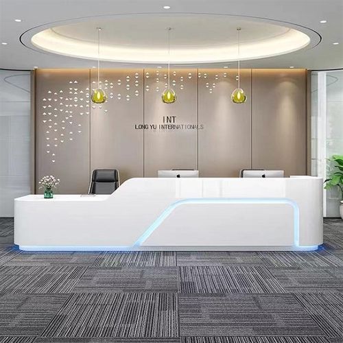 前台接待台公司烤漆办公前台桌接待简约奶茶店吧台收银台柜台定制