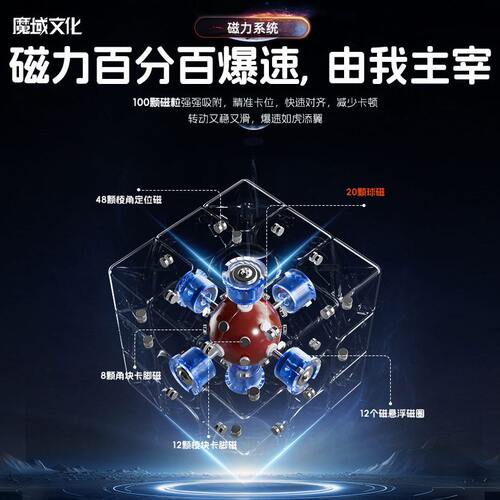 甄选魔域威龙WRM V9三阶磁力魔方20磁磁悬浮魔衣版球轴定位比赛专