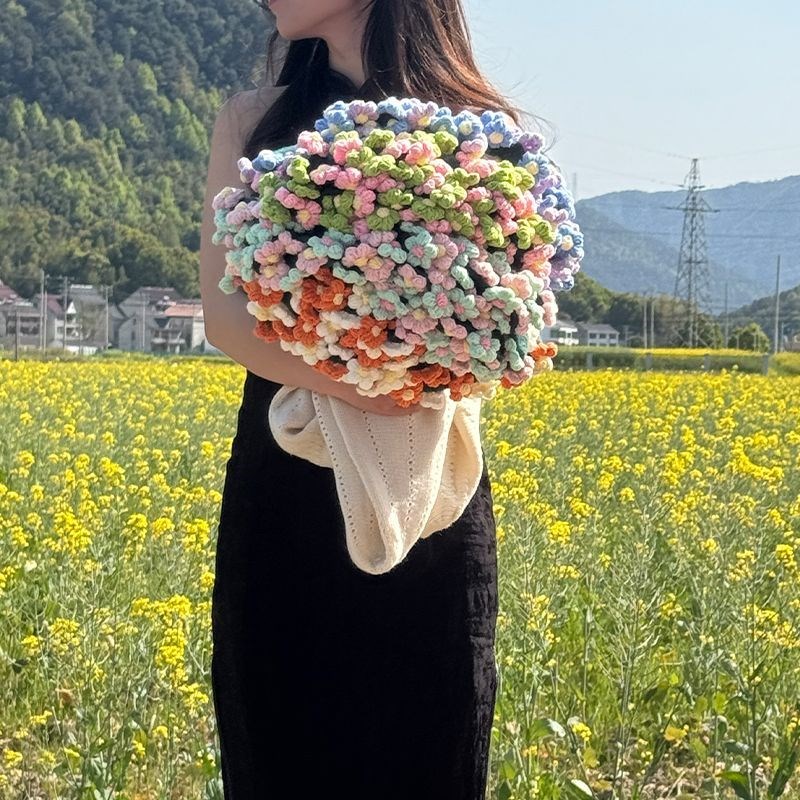 母亲节花束玫瑰毯子diy材料包牛奶棉毛线团N手工编织创意闺蜜礼物