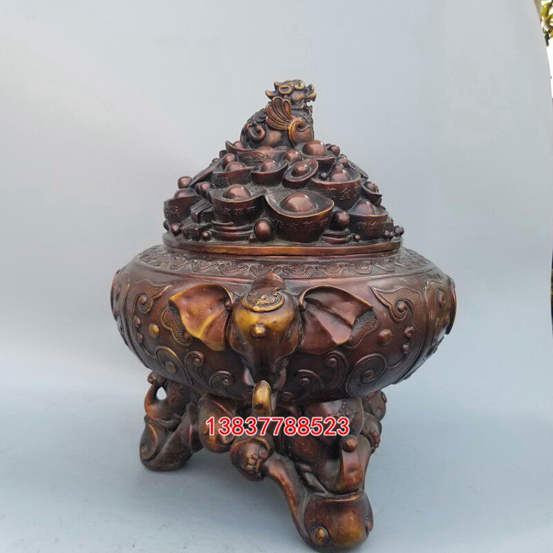纯铜聚宝盆龙纹鼎元宝貔貅香炉招财聚财家居办公工艺礼品摆件