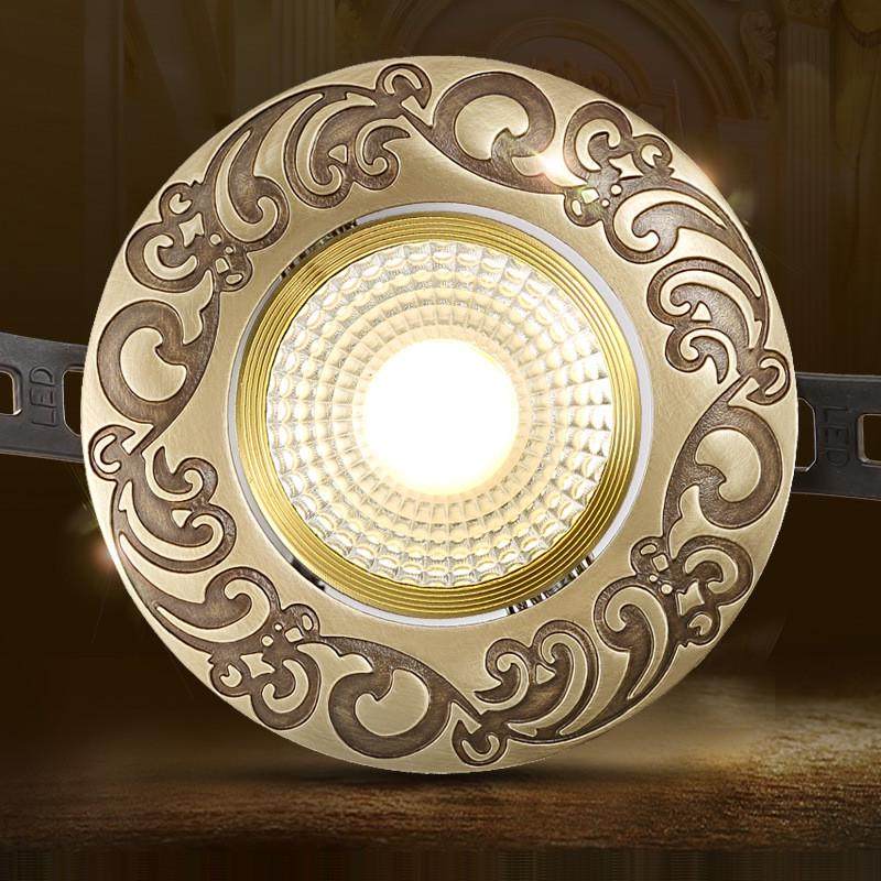 中式全铜筒灯led天花灯嵌入式美式复古客厅餐厅卧室筒灯全铜射灯,家装灯饰光源,明装筒灯,淘宝优惠券,粉丝福利购,淘宝优惠卷
