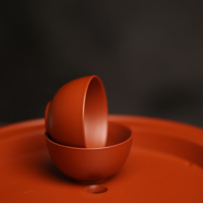 潮州朱泥功夫茶杯 原矿章林浩制小茶杯蛋壳杯小号W直口茶具配件