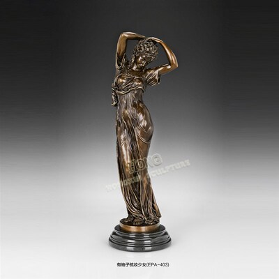 铜雕梳妆少女EPA-403535欧式人物工艺品酒店客厅书房家居桌面摆件