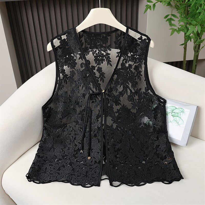 【锦素】女新中式国风时尚马甲盘扣设计感薄款坎肩新款夏季无袖