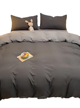灰色简约男士四件套带被芯枕芯六七件G套床上用品被褥套装学生单