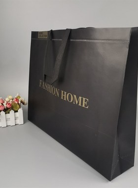 新款无纺布大容量黑色购物袋男女皮大衣羽绒服装店手提V袋定制log