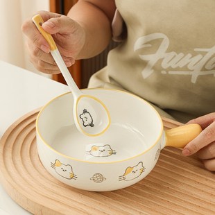 手柄碗陶瓷泡面碗家用带把碗日z式可爱烤箱专用碗吃饭碗特别好看