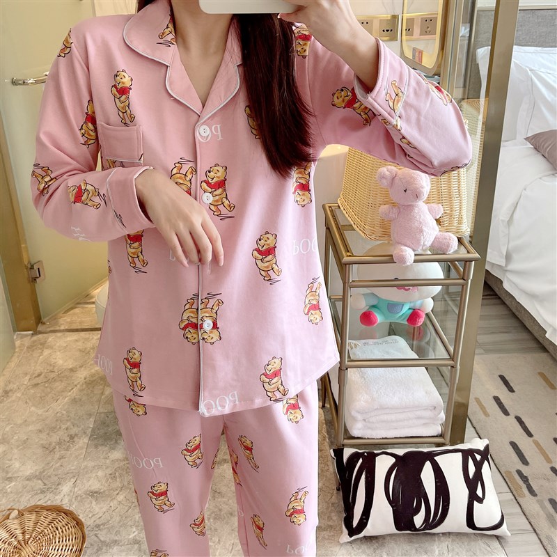 春秋款纯棉睡衣女士加大码秋季y月子服长袖开衫妈妈家居服套装夏
