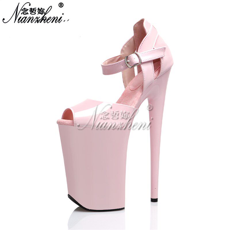 车展高跟鞋模特走秀鱼嘴凉鞋23CM超高细跟防水台大码夜店舞台演出