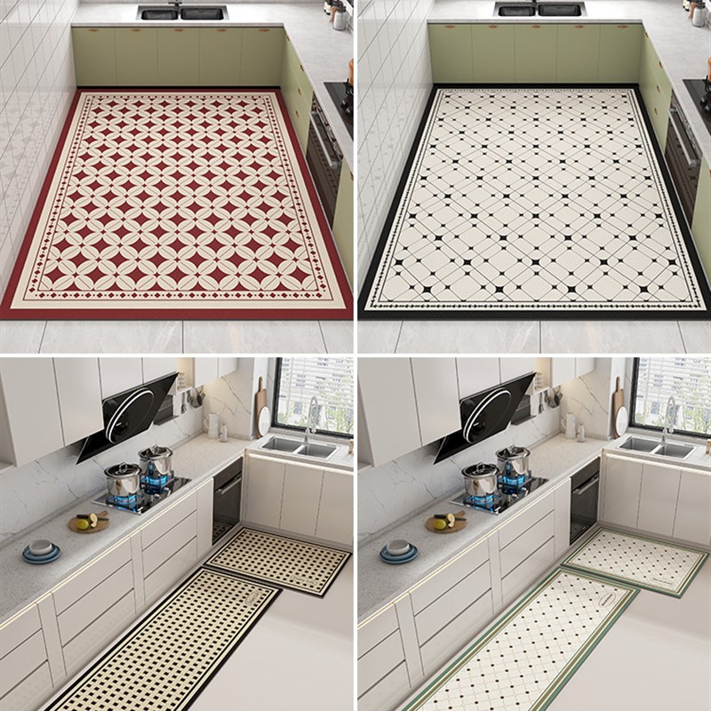 厨房地垫防滑防油可擦免洗高级耐脏整铺皮革脚垫2022新款防水地毯