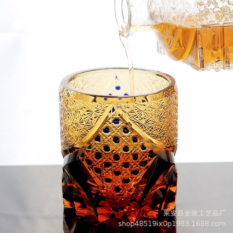 日式江户切子手工水晶玻璃杯威士忌酒杯装饰家用礼品收藏级轻奢杯