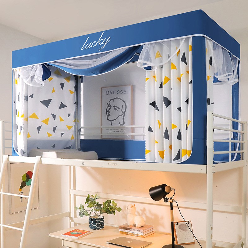 蚊帐学生宿舍寝室纹账上下铺遮光大学高中生床帘一体式单人床上铺