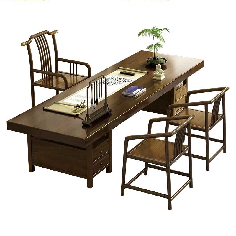 实木书桌新中式复古风画案写字台带抽屉办公书房画桌老板桌书法桌