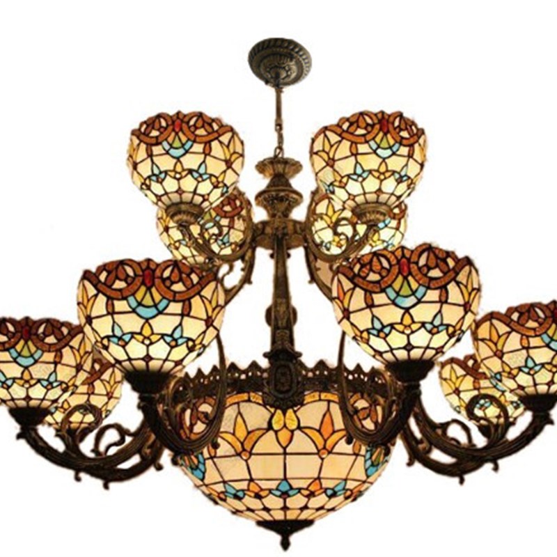 蒂凡尼巴洛克酒店客厅大堂复式楼大吊灯酒店非标工程三层吊灯