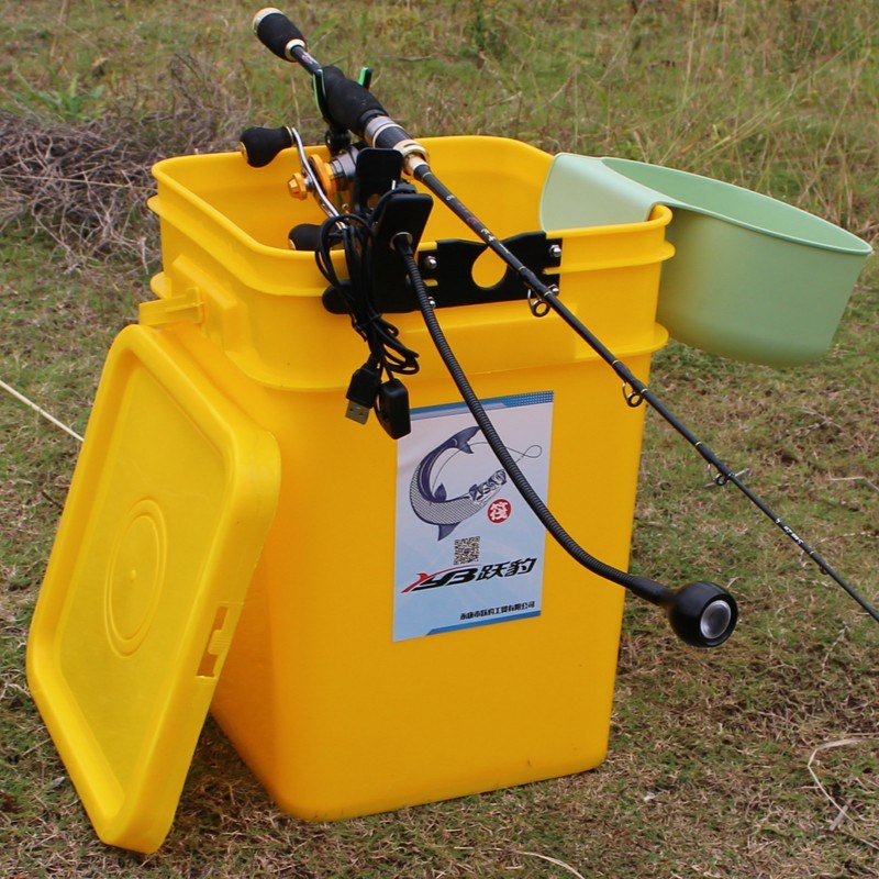 跃豹加厚筏钓桶筏杆支架桶多功能便携桶活鱼桶带灯筏钓杂物桶