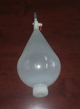 白色塑料梨形分液漏斗PP配活塞和外壳螺旋盖125ml,250ml,500ml