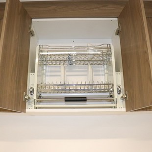 厨房吊柜不锈钢碗碟架吊柜拉篮升降上推下拉式沥水碗架升降橱柜