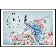 异形钻石画钟表孔雀图十字绣满钻客厅钻石绣2020新款卧室餐厅时钟