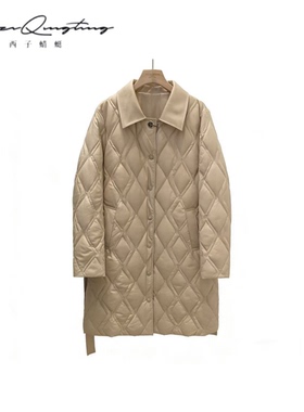 【花花推荐】2025冬季新款纯色翻领长款羽绒服XZ82078