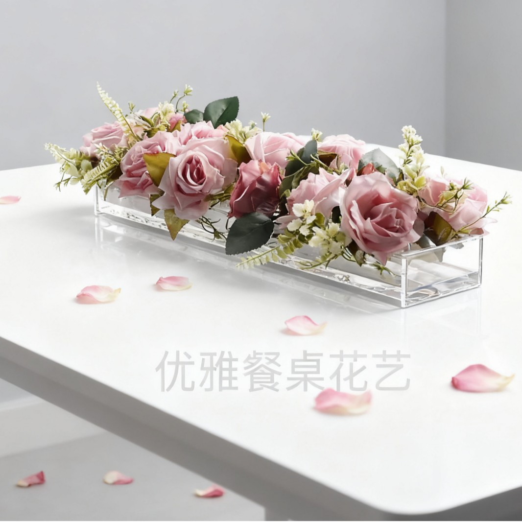 透明亚克力24孔矩形花瓶餐桌摆饰