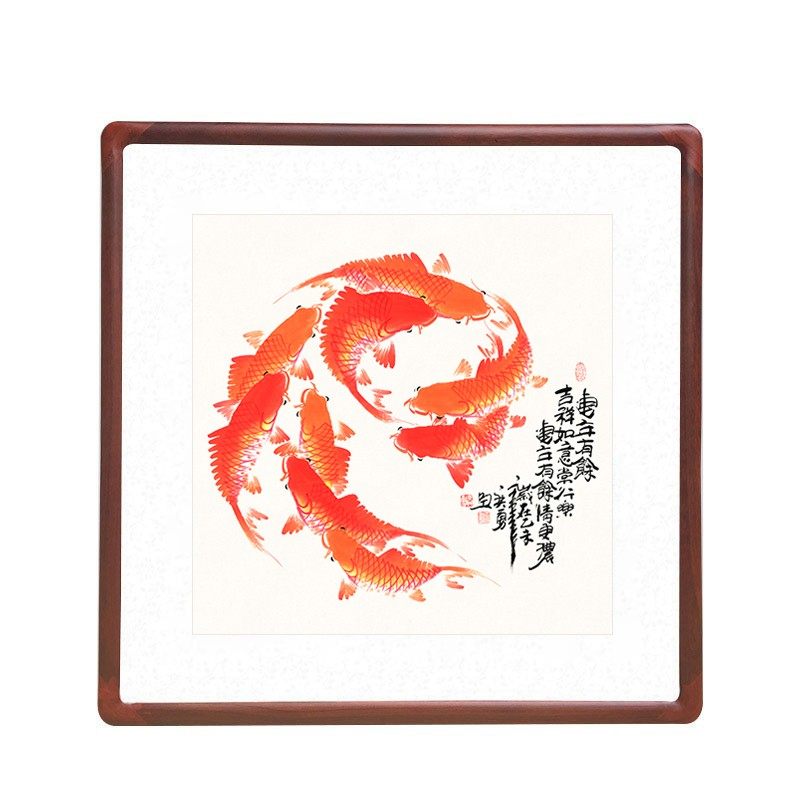 转运九鱼图新客厅进门玄关装饰画走廊过道招财画吉祥壁画,家居饰品,国画,淘宝优惠券,粉丝福利购,淘宝优惠卷