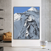 大尺寸竖手绘数字油画填充风景雪山油彩画客厅山川玄关装 饰