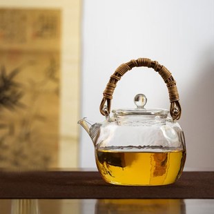 家用泡茶壶烧水壶煮茶炉玻璃藤编提梁壶电陶炉煮茶器功夫泡茶 日式