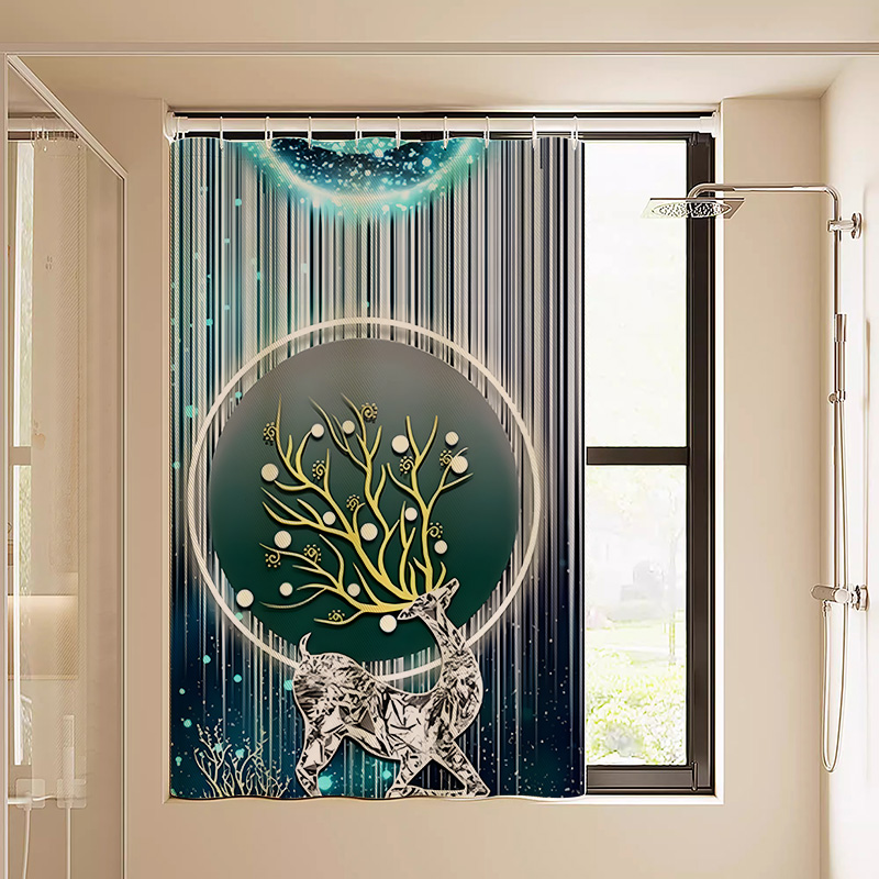 浴室卫生间窗帘免打孔防水防走光