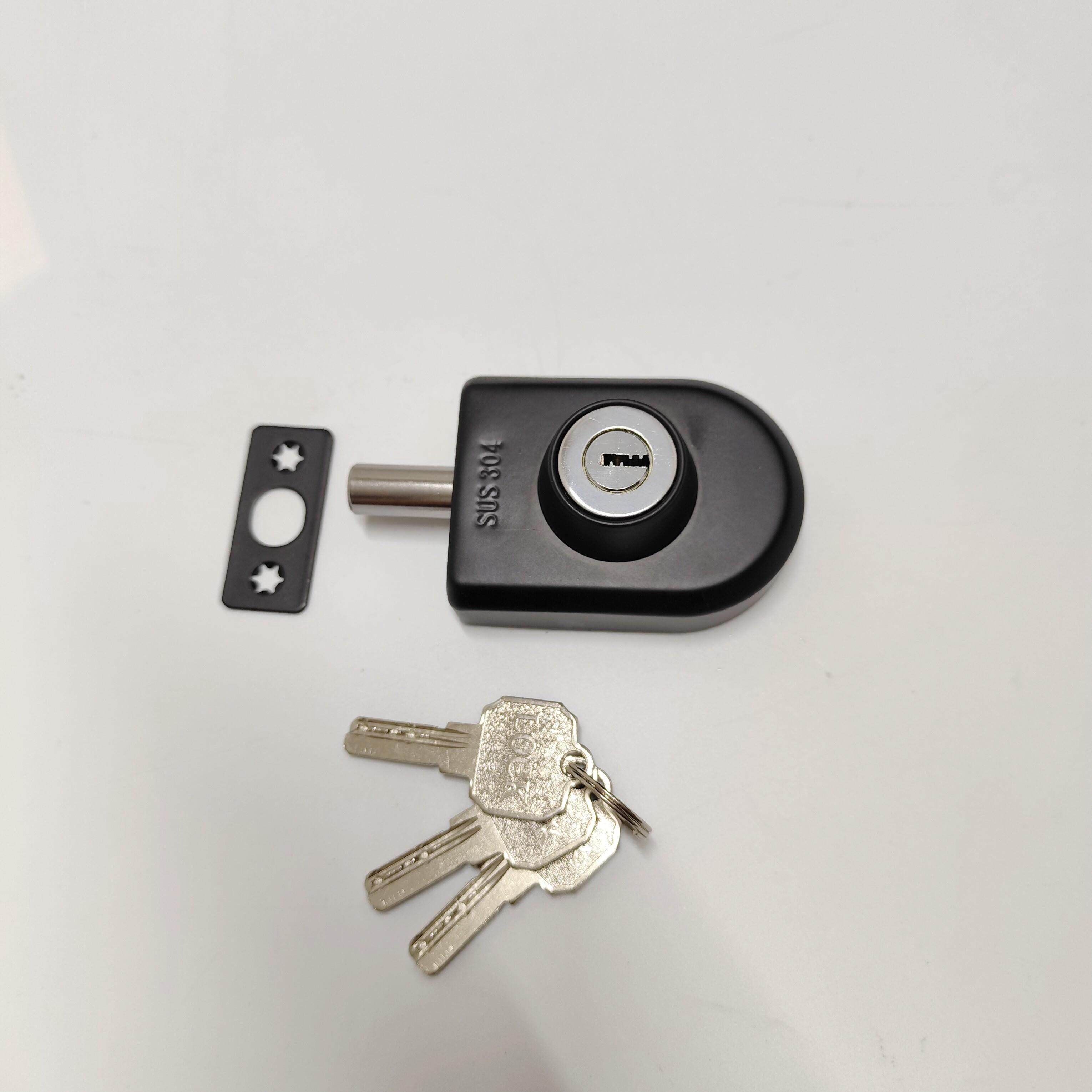 有框玻璃门锁地插销免开孔地锁不锈钢锁单门双开门木门锁