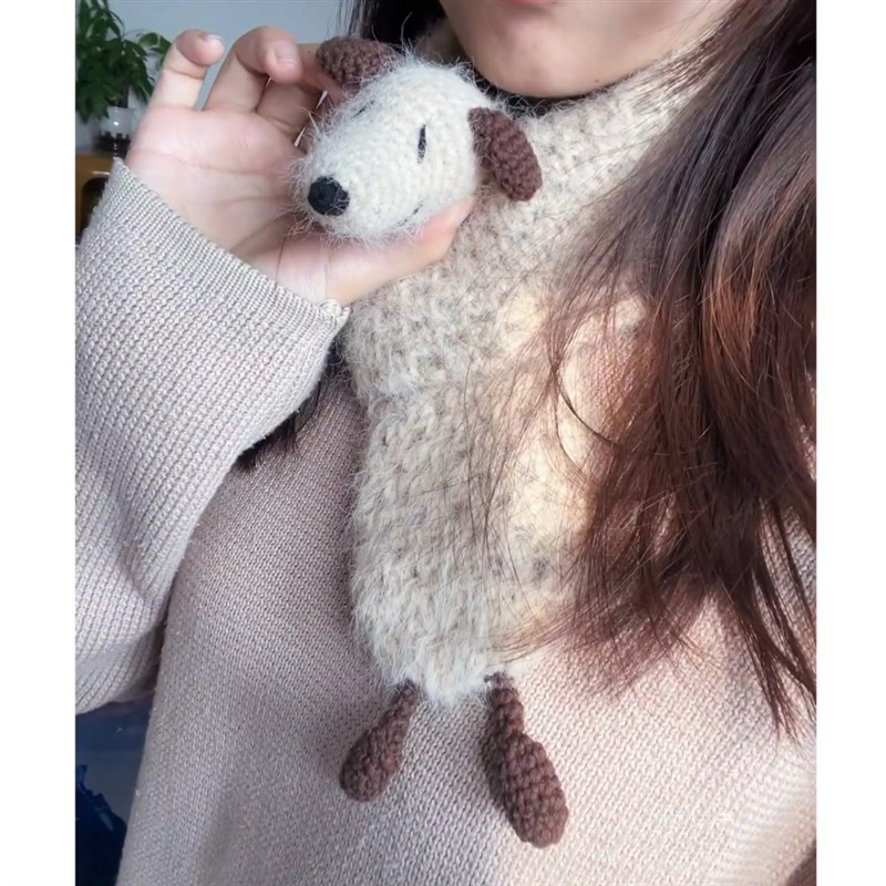 手工编织围巾diy材料包毛线钩针小狗围巾史努比送女男朋友礼物