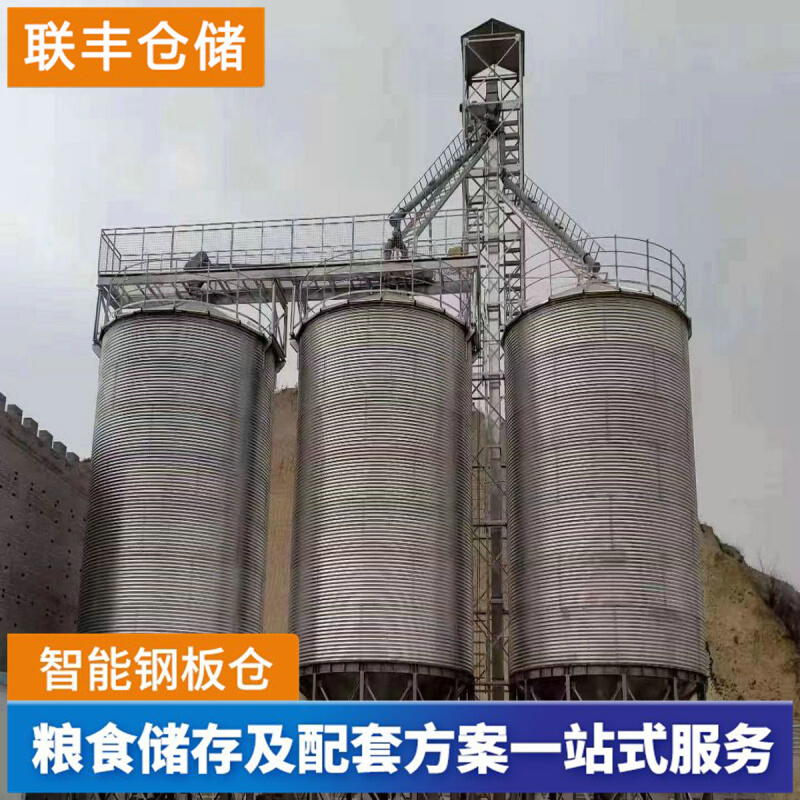 新型圆形储粮仓 镀锌板100吨粮食钢板仓 农用立式筒仓