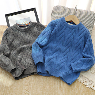 厚实 洋气百搭~秋冬男童纯色毛衣儿童加厚套头针织衫男宝粗毛线衣