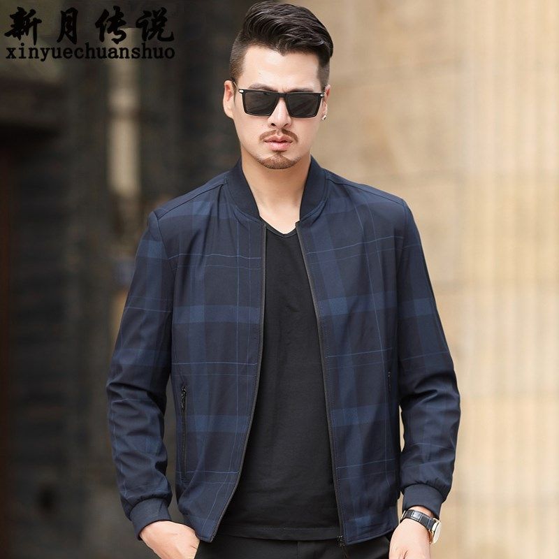 春秋季新款中年男士外套爸爸装春装薄款休闲上衣中老年男装夹克衫